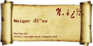 Neiger Éva névjegykártya
