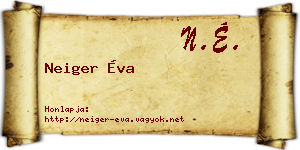 Neiger Éva névjegykártya